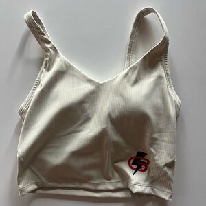 Cream Cropped Cyclebar Sports Bra Top